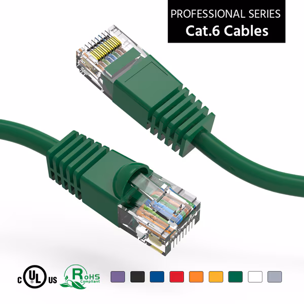 CAT6 UTP Ethernet Network Booted Cable- 15Ft- Green